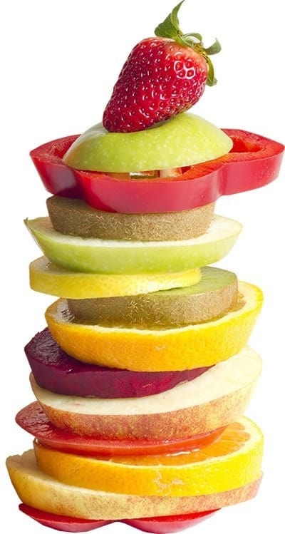 non-GMO nutritional ingredients fruit and vegetable stack strawberry